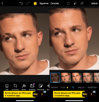 La aplicación abre una serie de opciones para editar la foto. La aplicación abre una serie de opciones para editar la foto.