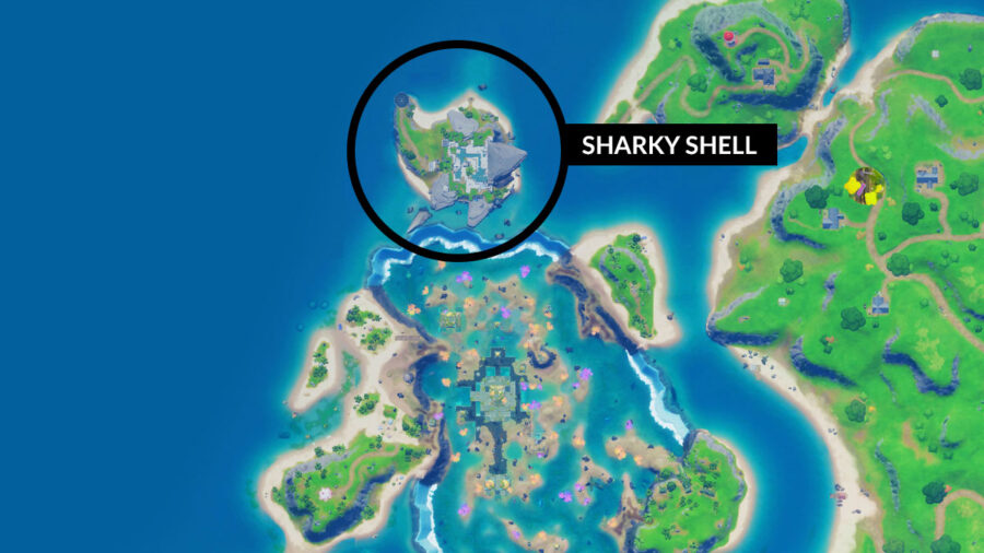 Ubicación de Sharky Shell en el mapa de Fortnite